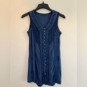90’s style Blue Sleeveless Button-Down vintage dress